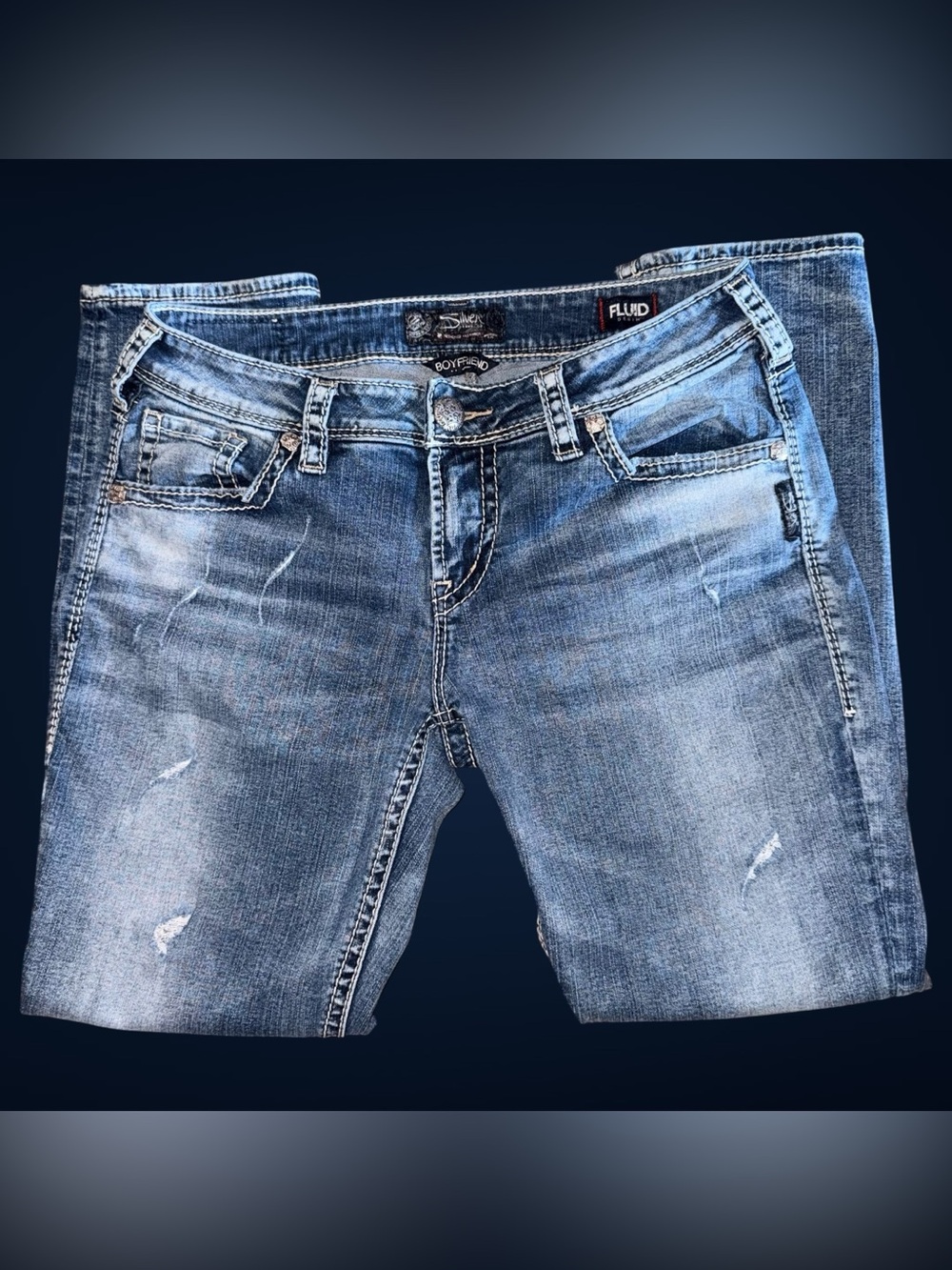 Silver Jeans Co. Boyfriend Fit Women’s Jeans Size 29 Distressed Medium Wash